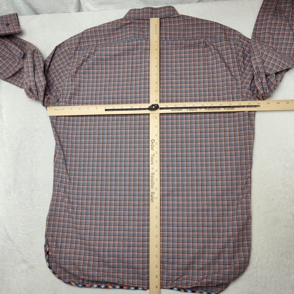 Hammer Made Shirt Mens 17 Orange Plaid Button Up Long Sleeve Cotton Woven - Picture 8 of 12